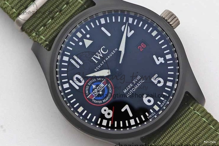 MIROTIME 0119 Packable Mark XVIII ‘TOPGUN SFTI’ Ceramic M+F Best Edition Black Dial on Green Nylon Strap 7048